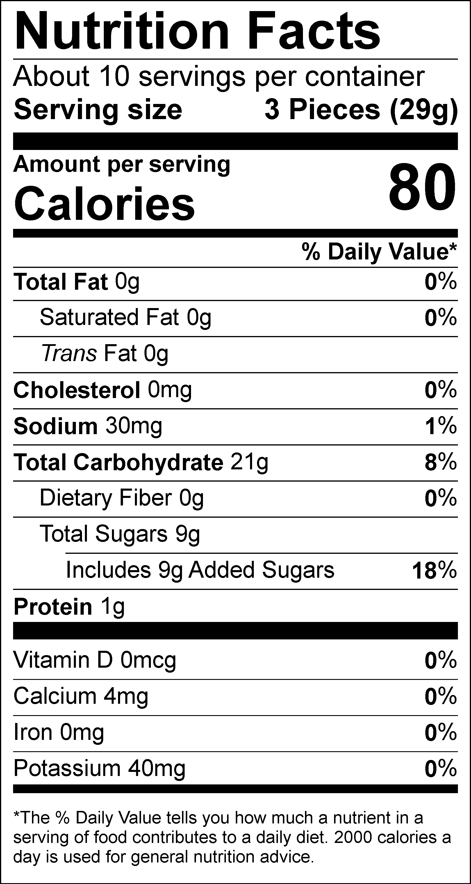 Classic Red Licorice Nutrition Facts