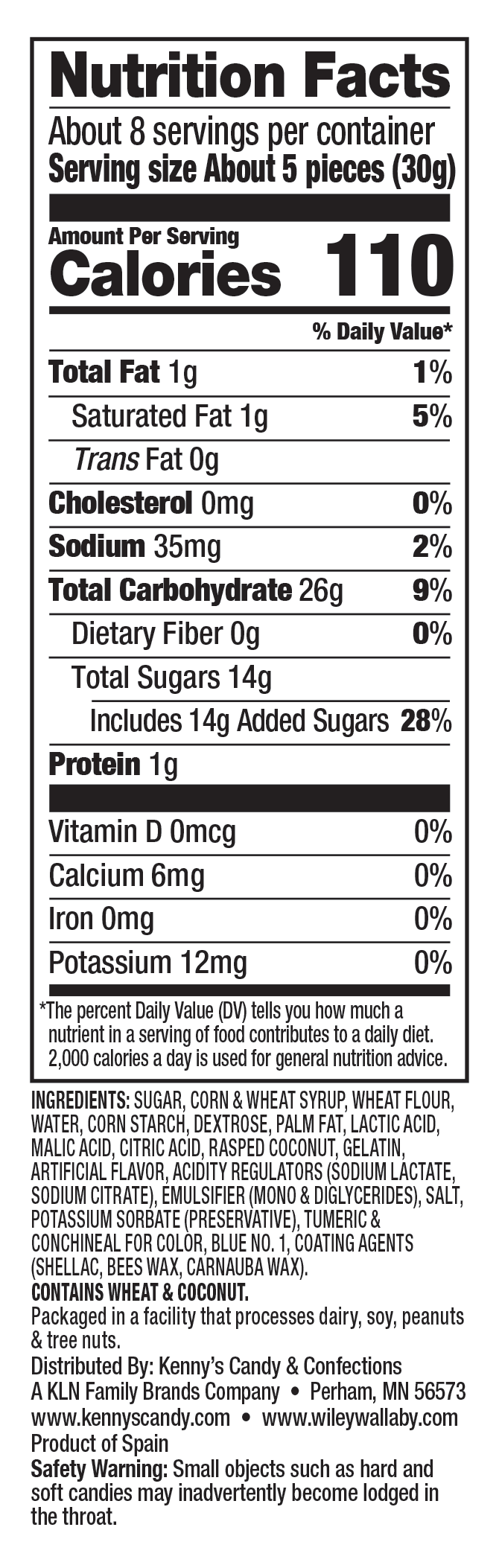 Nutrition Facts: Funsorts