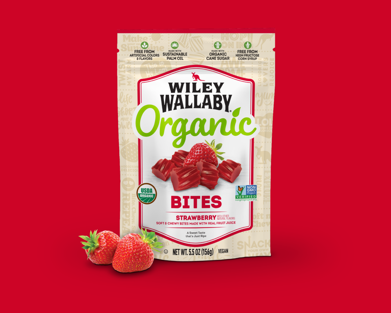 Organic Strawberry Bites | Wiley Wallaby: Gourmet Licorice