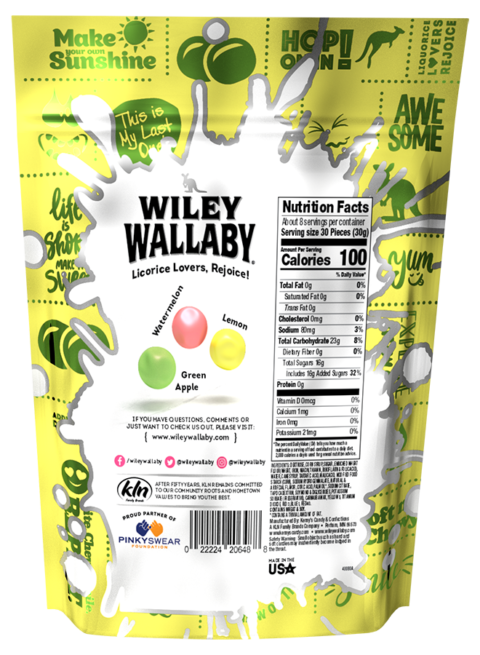 Sourrageous Drops Wiley Wallaby Gourmet Licorice 