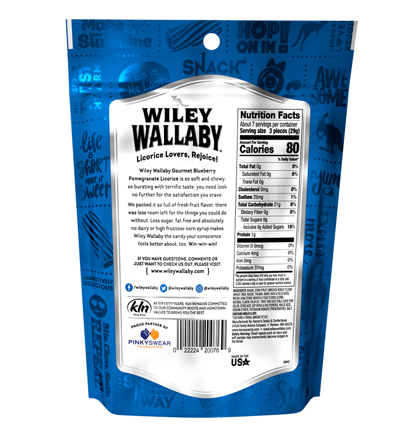 Wiley Wallaby Blueberry Pomegranate Licorice - bag back
