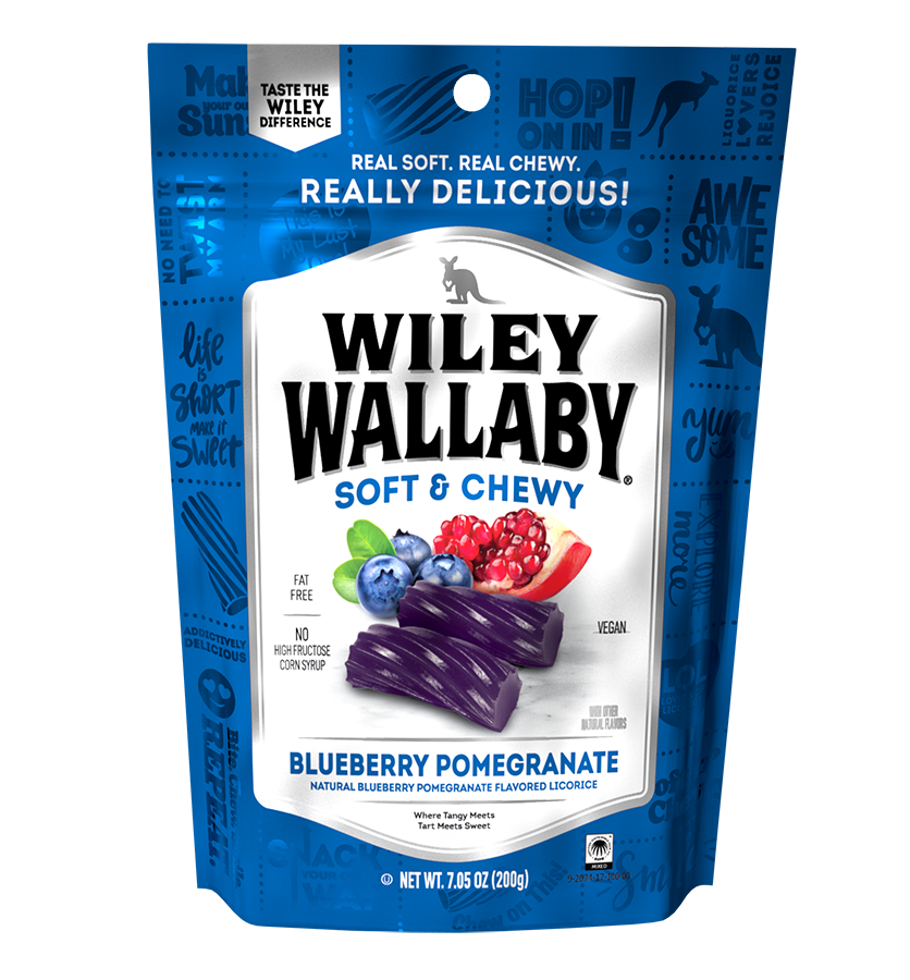 Wiley Wallaby Blueberry Pomegranate Licorice - bag front