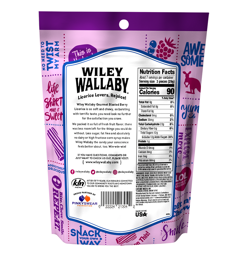 Wiley Wallaby Blasted Berry Licorice - bag back