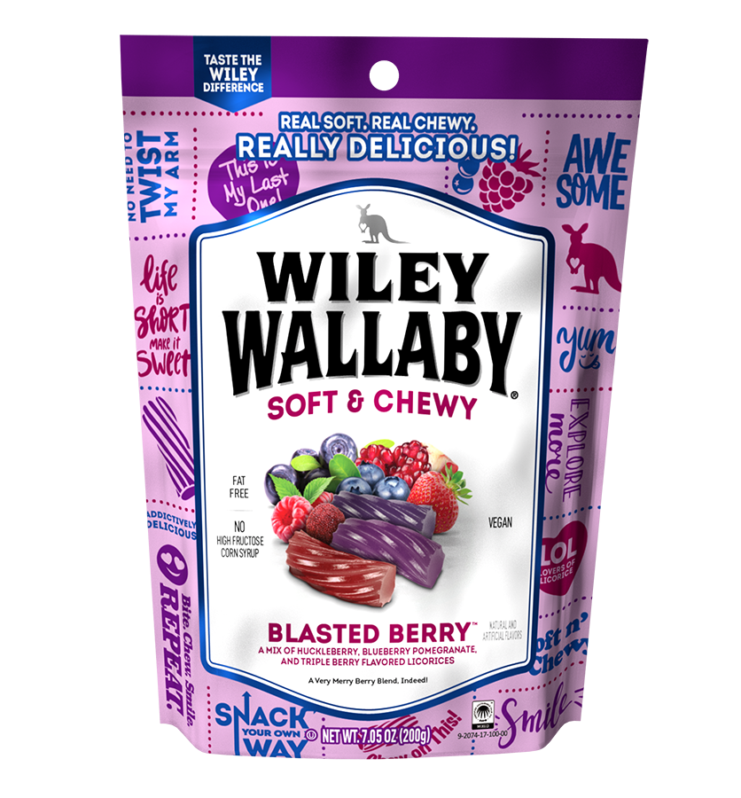 Wiley Wallaby Blasted Berry Licorice - bag front