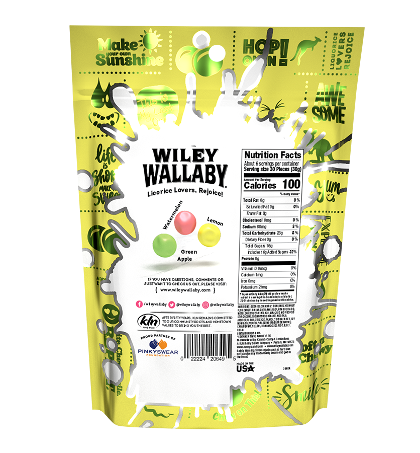 Wiley Wallaby Sourrageous Drops - bag back