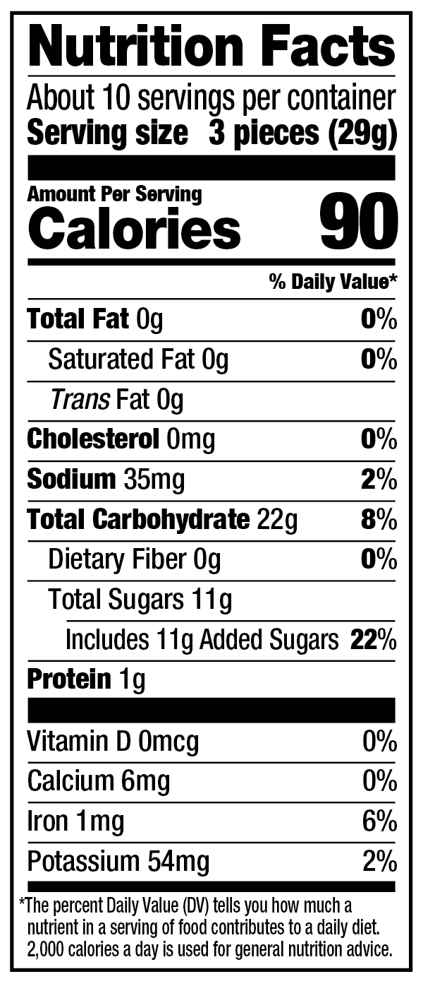 Wiley Wallaby Original Fruits Licorice Nutrition Facts